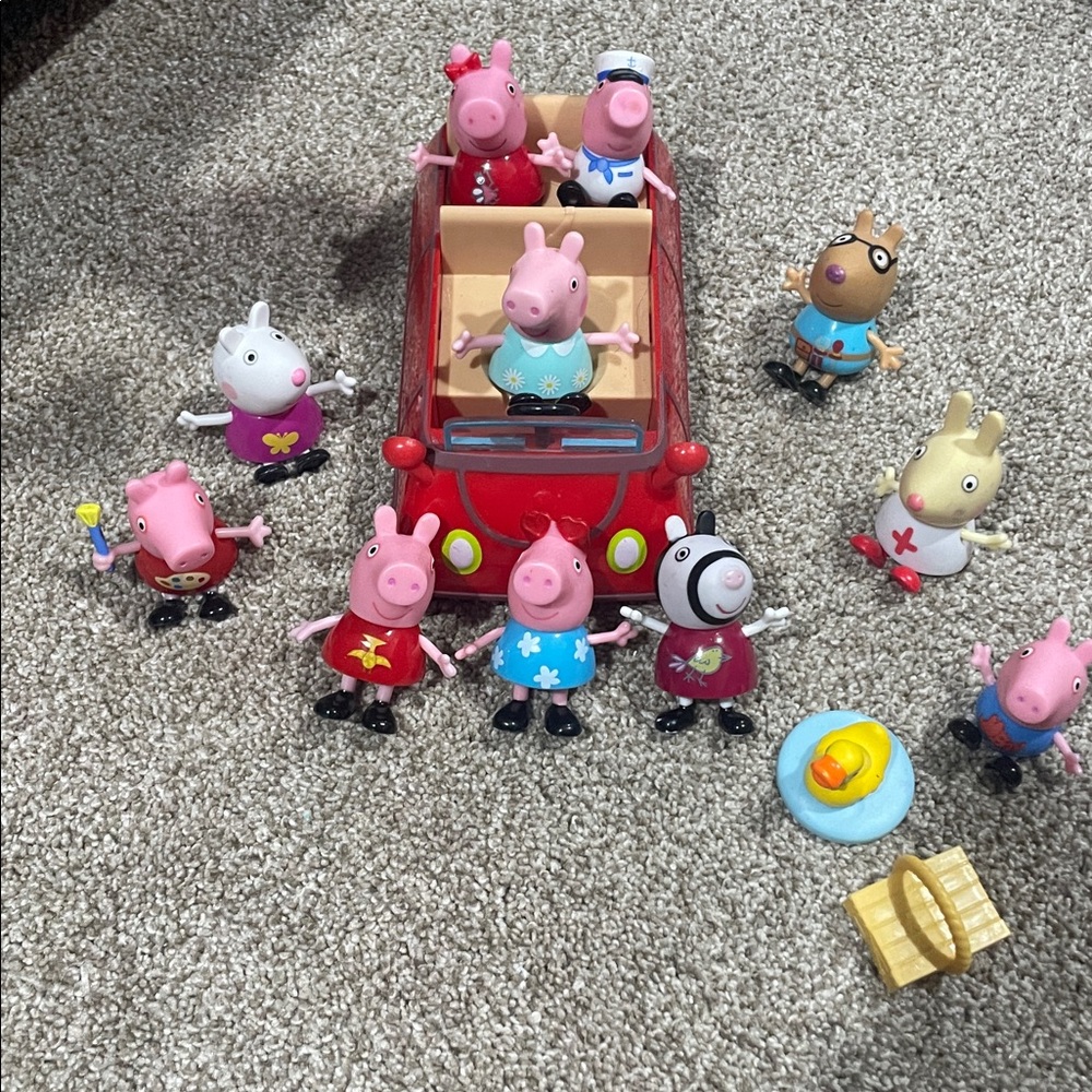 Peppa Pig Family Toy Set with Red Car